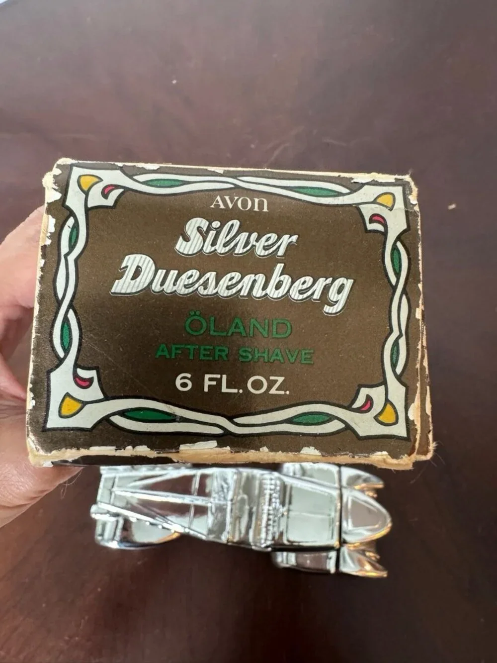 Vintage Avon Silver Duesenberg Oland Aftershave Bottle Collectable FULL